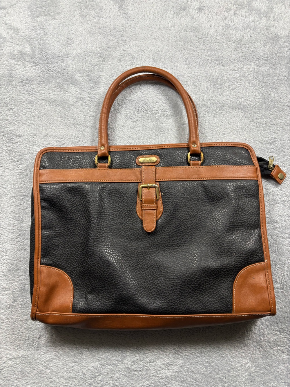 Kathie Lee Black & brown leather handbag with gold